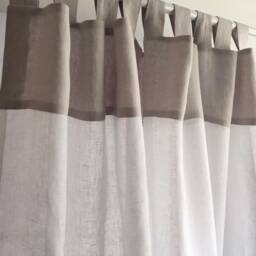 Sheer White Linen Curtains, Stone Washed Tab Top Curtain Panel - thumbnail 3