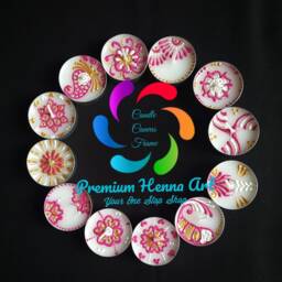 Set Of 12 Henna Painted Tea Light Decorative Candles - Christmas, Diwali, Mehndi - thumbnail 2