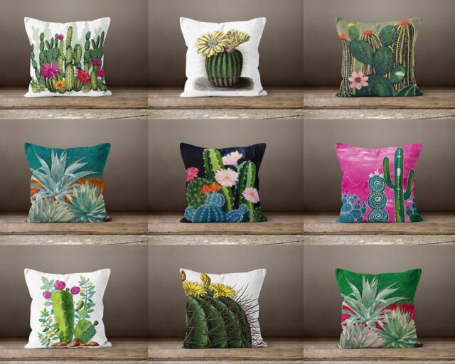 Cactus Pillow Cover-Green Pillow Case-Botanical Cushion Cover-Home Decor Case-Gift For Her Cushion-Handmade Material - image 1