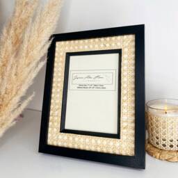Black Rattan Photo Frame/Handwoven Matte Chunky Modern Picture Decor Wall - thumbnail 4
