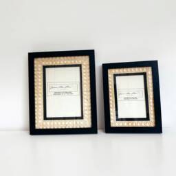 Black Rattan Photo Frame/Handwoven Matte Chunky Modern Picture Decor Wall