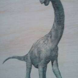 Brontosaurus Print Happy Dinosaur Kids Room Decor, Framed Pine - thumbnail 3