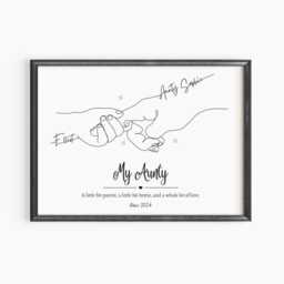Personalised Aunt & Niece Line Art Print, Custom Mother's Day Gift - thumbnail 3