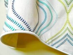 Fabricut Carrier Aquamarine Embroidered Window Valance Corded Lined Rod Pocket Scalloped Made To Order - thumbnail 3