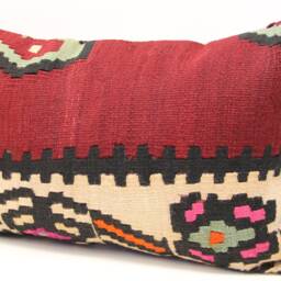 Turkish Kilim Pillow Cover 16x24, Vintage Wool Lumbar Cushion - thumbnail 3