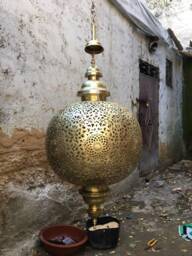 Moroccan Brass Chandelier, Handmade Pendant Light, Moorish Ceiling Lamp, Large 25 Inch Hanging Light