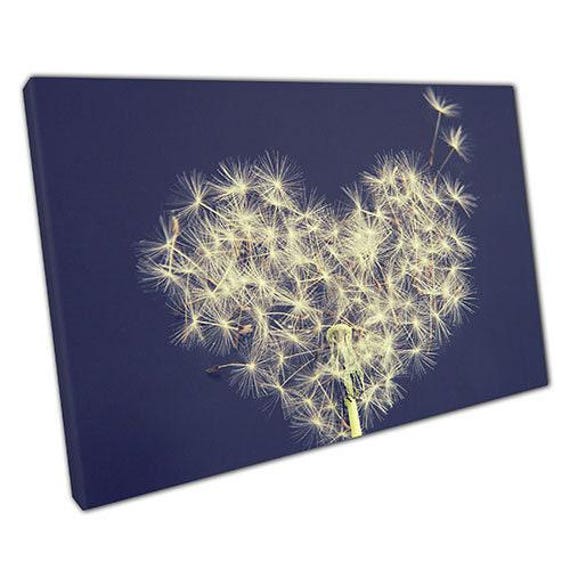 Romantic Dandelion Heart Canvas Modern Wall Art For Home, Office & Wedding Decor - Ready To Hang - image 1
