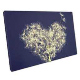 Romantic Dandelion Heart Canvas Modern Wall Art For Home, Office & Wedding Decor - Ready To Hang - thumbnail 1