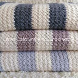 xxl Chunky Super Soft Striped Afghan Blanket Crochet - thumbnail 2