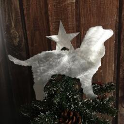 American Water Spaniel With Star, Metal Dog Tree Topper, Holiday, Wreath Decor, Christmas, Aluminum, Yard Stake Or Wall Hanging, Lightweight