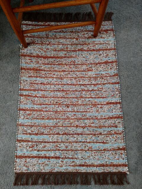 Hand Woven Rug - Cotton Brown Floral. #1345 - image 1