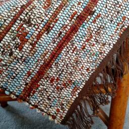 Hand Woven Rug - Cotton Brown Floral. #1345 - thumbnail 3