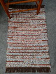 Hand Woven Rug - Cotton Brown Floral. #1345 - thumbnail 1