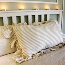 Soft Ruffled Linen Pillow Case in Flax Color. Standard, Queen, King, Custom Size Cover From Washed Linen - thumbnail 3