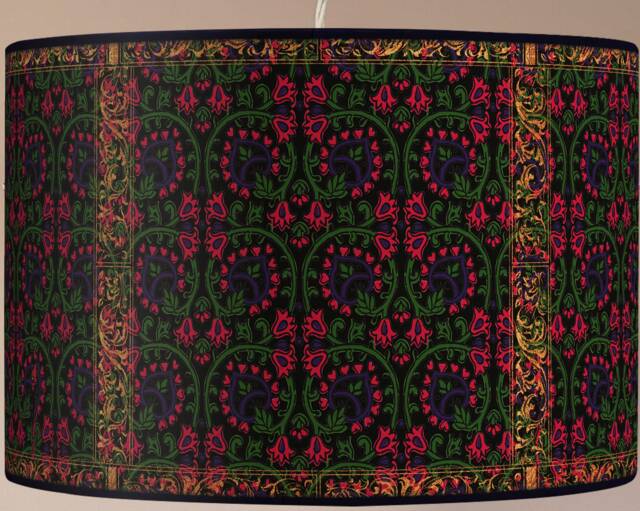 Lampshade Floor Lamp, Retro Vintage Artisanal Flowers - image 1