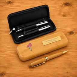 Exotic Birds Luxury Wooden Or Leatherette Pen Case With Matching Free Engraving Parrot Flamingo Gift - thumbnail 1