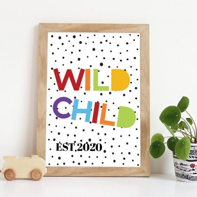 Wild Child Print, Boys Nursery Wall Art, Bedroom Decor, Playroom Prints, Childrens Toddler - image 1
