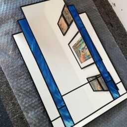Vintage Style Art Deco Mirror Blue - thumbnail 3