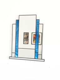 Vintage Style Art Deco Mirror Blue - thumbnail 1
