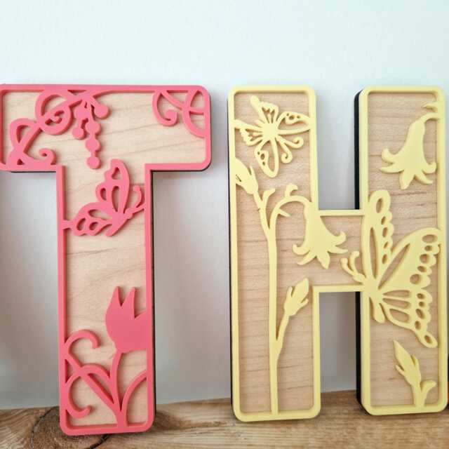 Wildflower Butterfly Wooden Letters Alphabet, Personalised Floral Wall Name Sign, Nature Theme Nursery Decor, Girls Sign For Bedroom - image 1