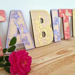 Wildflower Butterfly Wooden Letters Alphabet, Personalised Floral Wall Name Sign, Nature Theme Nursery Decor, Girls Sign For Bedroom - thumbnail 2