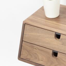 Walnut Floating Nightstand Bedside Table Drawer in Solid Walnut Mid Century Modern - thumbnail 3