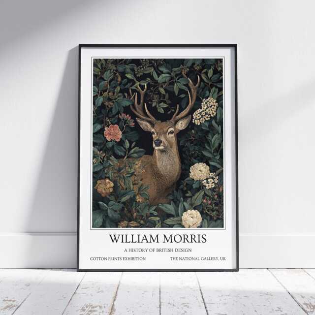 stag William Morris Wall Art Vintage Poster, Floral Art Print - image 1