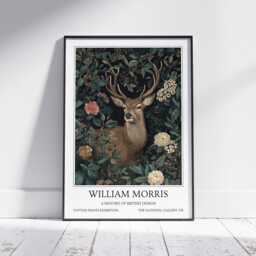 stag William Morris Wall Art Vintage Poster, Floral Art Print - thumbnail 1