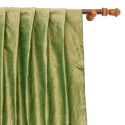 Apple Green Art Silk Curtain Panels, Faux Curtains - Rod Pocket, Grommet, Box Pleat, Three Pinch Tab Top & Plain Ring Top - thumbnail 1