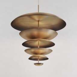 1950's Mid Century 6 Light Celling Flush Mount Fixture Pendant Cosmic Duo Regolith Modern Brass Chandelier - thumbnail 3