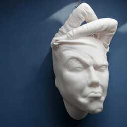 Abstract Sculpture, Home Decor, 3D Wall Art, Modern Head Pulled Face Hanging - thumbnail 2