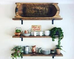 Deep Shelf 30cm With Z Lip Brackets, Custom Size, Reclaimed Solid Wood, For Brick Masonry Wall