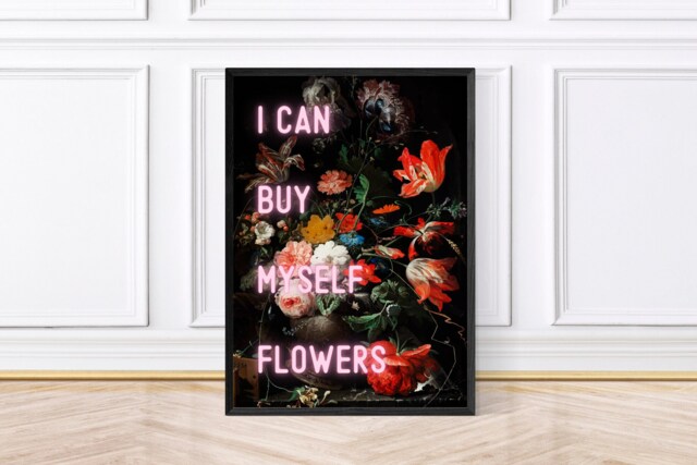 I Can Buy Myself Flowers Print Vintage Floral Neon Art - image 1