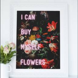 I Can Buy Myself Flowers Print Vintage Floral Neon Art - thumbnail 2