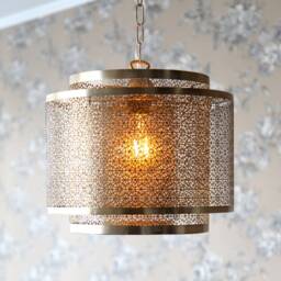 Handcrafted Moroccan Hermine Hanging Pendant Lamp, A Timeless Artisanal Lighting Piece With A Brass Finish & Charm, Light - thumbnail 3
