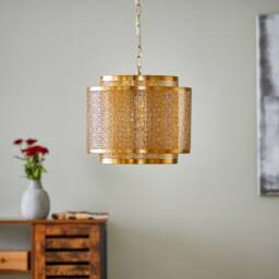 Handcrafted Moroccan Hermine Hanging Pendant Lamp, A Timeless Artisanal Lighting Piece With A Brass Finish & Charm, Light - thumbnail 2