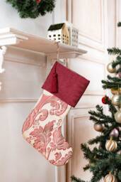 Paisley Christmas Stocking With Burgundy Cuff - thumbnail 1