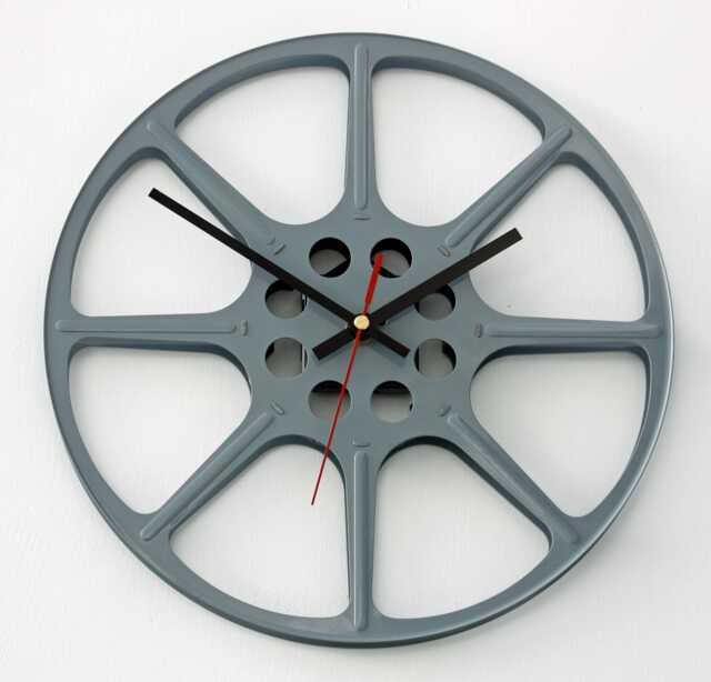 Film Reel Wall Clock - New 30cm Handmade Upcycled Metal Modern Unique Movie Gift Off The Clocks - image 1