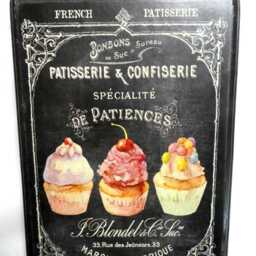 Chalkboard French Pastry Sign With 3 Decorated Cupcakes - thumbnail 3