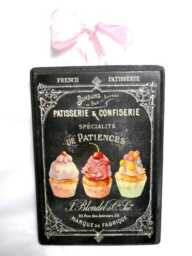 Chalkboard French Pastry Sign With 3 Decorated Cupcakes - thumbnail 1