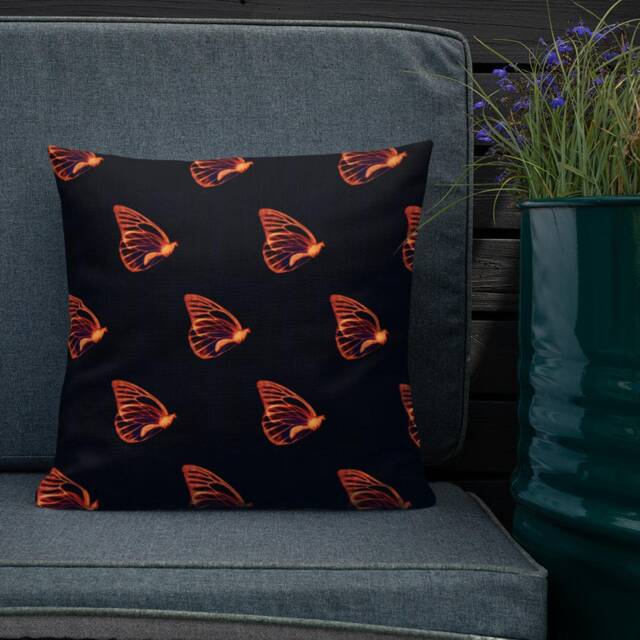 Orange Butterfly Cushion Cover - Pillow Case Throw Scatter Insect Gifts Home Decor - image 1