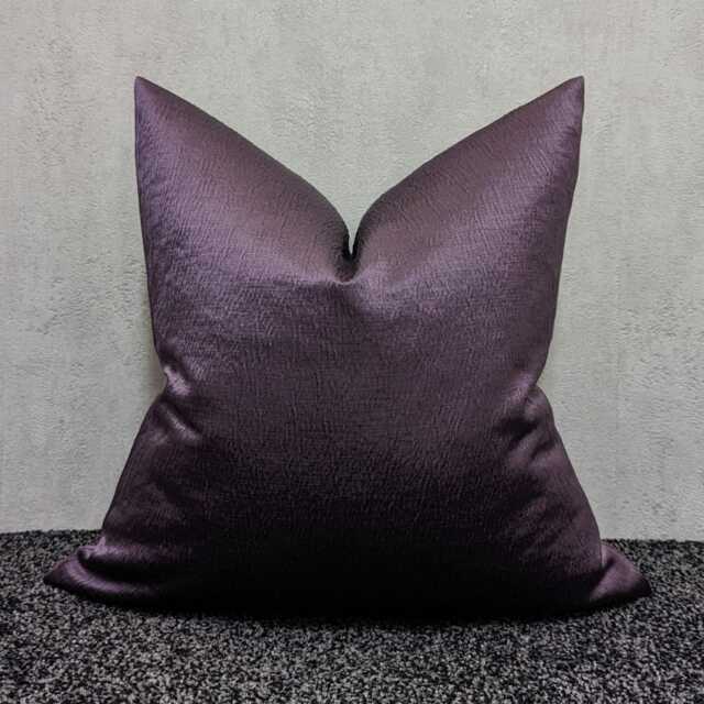 Grape Purple Satin Cushion Cover, Textured Modern Pillow - image 1