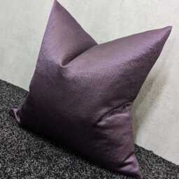 Grape Purple Satin Cushion Cover, Textured Modern Pillow - thumbnail 3