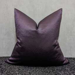 Grape Purple Satin Cushion Cover, Textured Modern Pillow - thumbnail 1