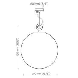 White Globe Chandelier With Brass Ring, Ball Hanging Lamp, Pendant Light - thumbnail 4