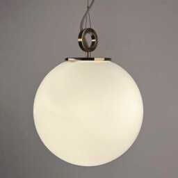 White Globe Chandelier With Brass Ring, Ball Hanging Lamp, Pendant Light - thumbnail 3