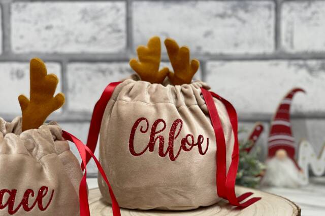 Personalised Reindeer Bag- Christmas Eve Box Filler - Treat Bag Stocking Filler - image 1