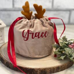 Personalised Reindeer Bag- Christmas Eve Box Filler - Treat Bag Stocking Filler - thumbnail 3