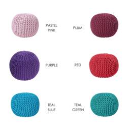 Handmade 100% Cotton Cover Round Knitted Pouffe Footstool - 35cm X 40cm - thumbnail 4