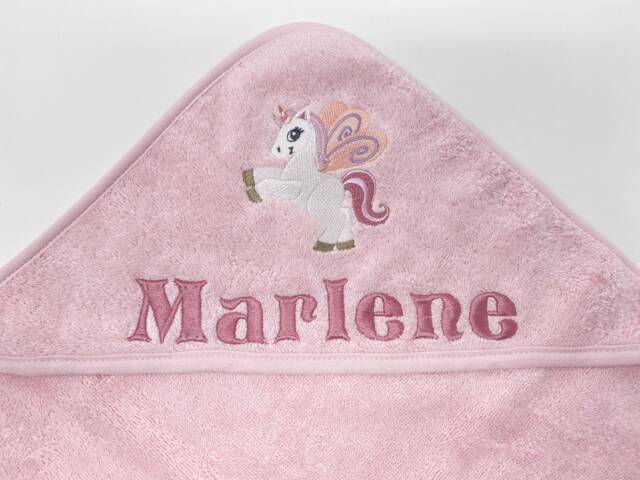 Organic Cotton Baby Hooded Towel, Bath Towel With Unicorn & Pegasus Design, Personalized Name Embroidery, Hand Leela - image 1